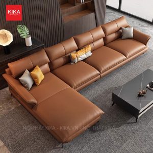 Ghế sofa góc phòng khách bọc da bò Ý hiện đại – SF384